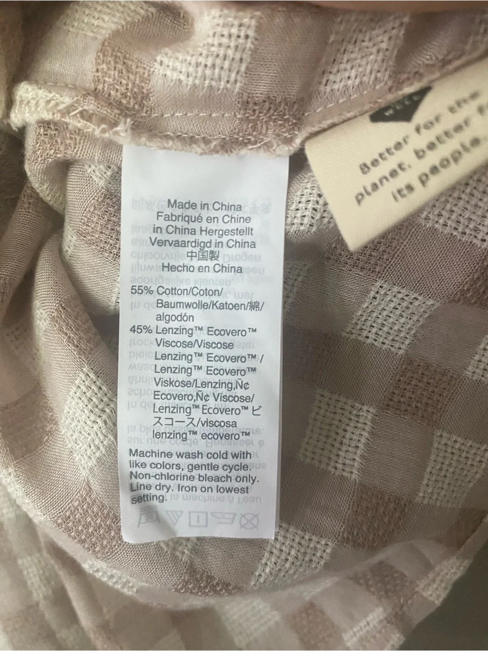 MADEWELL Sweetheart Wrap Tie Top In Beige Gingham Check Size Medium